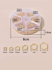 1盒圓形DIY首飾配件 - 金黃色 - 查看 3