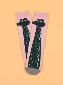 卡通圖案中筒襪 - 粉色 - 查看 2
