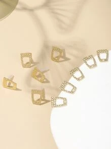 10入組幾何DIY耳環配件 - 金黃色 - 查看 2