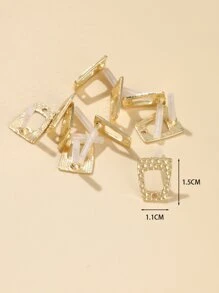 10入組幾何DIY耳環配件 - 金黃色 - 查看 3