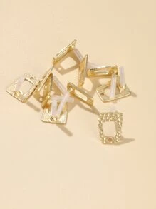 10入組幾何DIY耳環配件 - 金黃色 - 查看 4