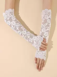 1pair Women's Knit Sexy Arm Sleeves For Summer Outdoor Warm And Soft Arm Covers - White - View 1