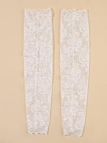 1pair Women's Knit Sexy Arm Sleeves For Summer Outdoor Warm And Soft Arm Covers - White - View 3