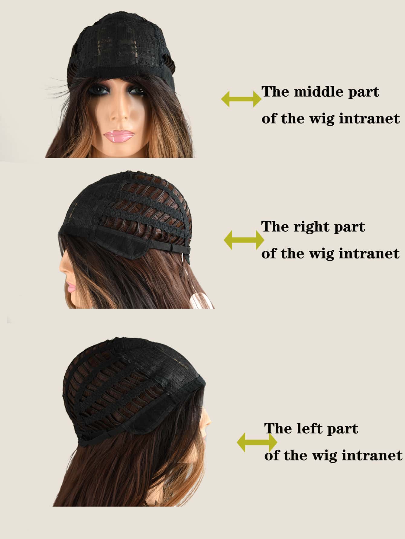 Miniatura 3 de Peluca sintética medio rizado con tupe Marrón