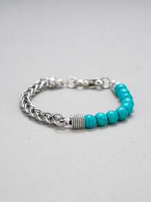 Fashionable and Popular Men Bead Decor Bracelet Stainless Steel for Jewelry Gift and for a Stylish Look