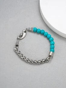 Fashionable and Popular Men Bead Decor Bracelet Stainless Steel for Jewelry Gift and for a Stylish Look