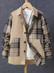 Boys Plaid Slant Pocket Shirt Without Tee - Multicolor - View 1