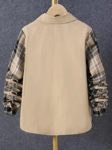 Boys Plaid Slant Pocket Shirt Without Tee - Multicolor - View 2