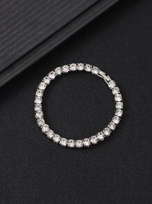 時尚流行男士水鑽裝飾手鍊合金，適合派對和時尚外觀 - 銀色 - 查看 2