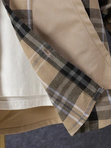 Boys Plaid Slant Pocket Shirt Without Tee - Multicolor - View 3