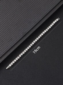 時尚流行男士水鑽裝飾手鍊合金，適合派對和時尚外觀 - 銀色 - 查看 3