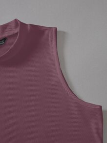 Chiquease Summer Solid Ribbed Sleeveless Bodysuit - Purple - View 5