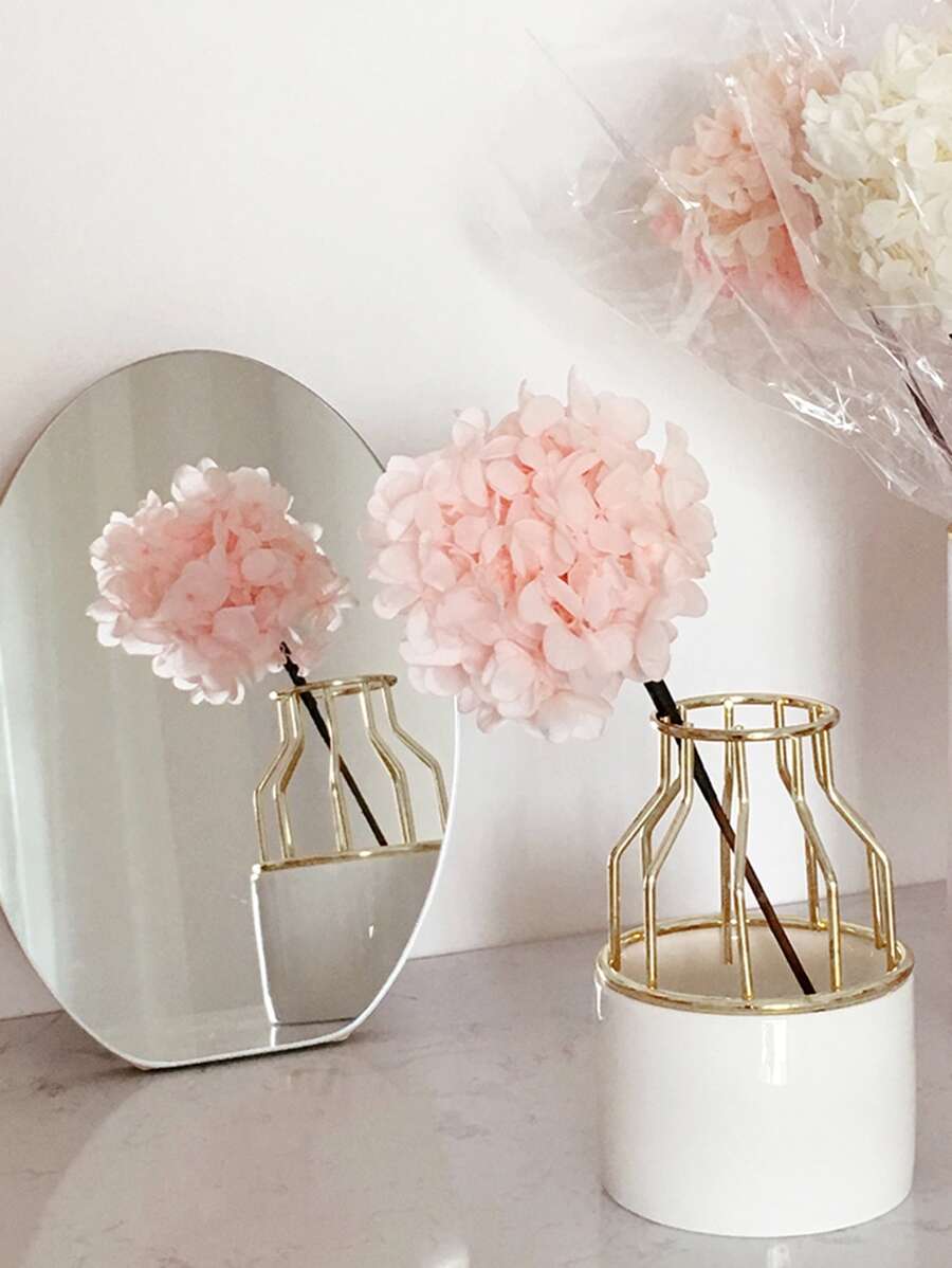 Iron Shelve Flower Vase 1pc,Home Decor,Flower Vase,Centerpiece,Table Decor - White - View 1
