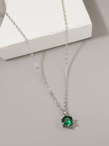 Men Gemstone Charm Necklace - Silver - View 2