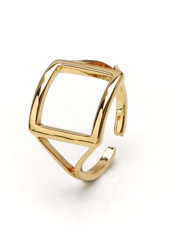 Anillo abierto con diseño de cuadro