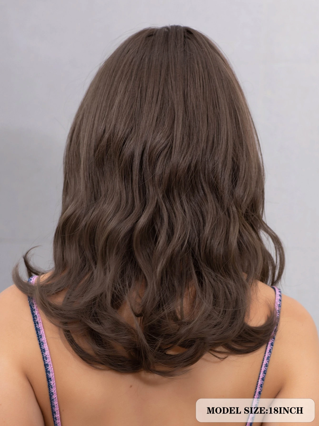 Miniatura 2 de Peluca sintética medio rizado con tupe Marrón