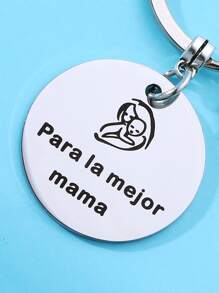 心和圓形吊飾鑰匙圈 - 銀色 - 查看 3