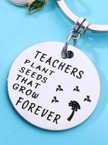 1 Miếng Đồ họa Khẩu hiệu Tròn & Đào Đồ treo Móc chìa khóa - Bạc - Xem 2