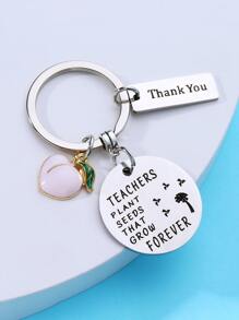 1 Miếng Đồ họa Khẩu hiệu Tròn & Đào Đồ treo Móc chìa khóa - Bạc - Xem 3