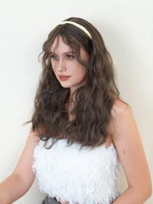 alicegarden 1 件棕色合成耐热长波西米亚卷发假发，带刘海，26 英寸长，由纤维制成，适合日常使用，自然逼真的假发。 - 棕色 - 查看 5