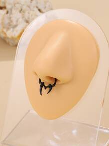 1pc Mini Personalized Punk Bull Horns Nose Ring Fashion Body Jewelry For Women - Black - View 1