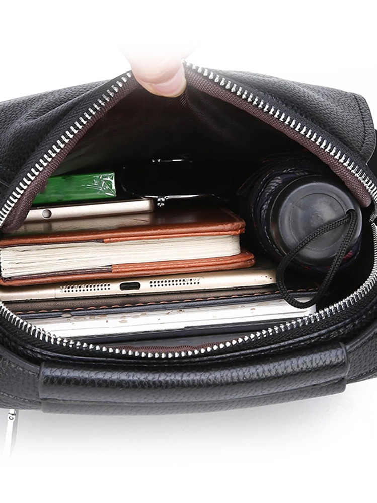 Fashionable And Casual Men's Diagonal Cross Bag, Multi-Layer Collection Wallet, Men's Bag, Shoulder Bag, Versatile Festival , Vintage , Work Bag, Work Bag, Easter - Black - View 5