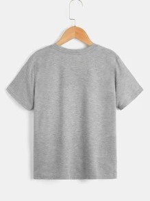 SHEIN 男孩字母圖案撞色T恤 - 彩色 - 查看 2