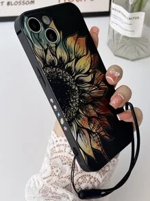 kordonlu çiçek desenli telefon kılıfı - màu đen - Xem 1