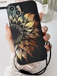 kordonlu çiçek desenli telefon kılıfı - màu đen - Xem 2