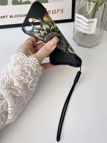 kordonlu çiçek desenli telefon kılıfı - màu đen - Xem 6