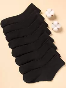 8 pares Calcetines de tripulación unicolor - Negro - Ver 1