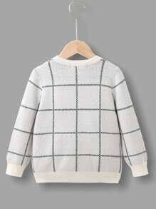 SHEIN Áo len cho bé trai tập đi Tương phản ràng buộc Sọc ca rô Giải trí - Màu Xám nhạt - Xem 2