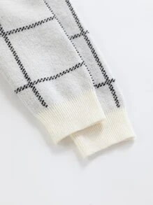 SHEIN Áo len cho bé trai tập đi Tương phản ràng buộc Sọc ca rô Giải trí - Màu Xám nhạt - Xem 3