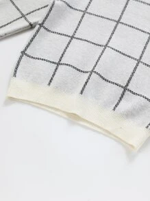 SHEIN Áo len cho bé trai tập đi Tương phản ràng buộc Sọc ca rô Giải trí - Màu Xám nhạt - Xem 4