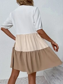 Breezaya Đầm Viên lá sen Khối Màu Giải trí - Nhiều màu - Xem 2