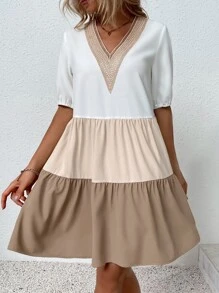 Breezaya Đầm Viên lá sen Khối Màu Giải trí - Nhiều màu - Xem 4