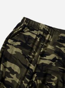 SHEIN Tween Girl Letter & Camo Print Tee & Pants