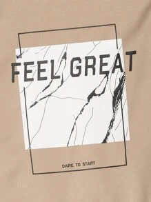 SHEIN 年轻男孩字母图案加厚连帽衫运动衫和运动裤两件套休闲套装，秋冬