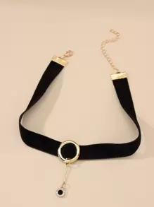 Gargantilla con diseño de diamante de imitación con diseño de redondo - Negro - Ver 7