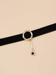Gargantilla con diseño de diamante de imitación con diseño de redondo - Negro - Ver 6