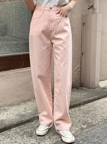 DAZY Eo cao Quần chân thẳng - Màu Hồng baby - Xem 1
