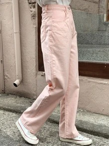 DAZY Eo cao Quần chân thẳng - Màu Hồng baby - Xem 4