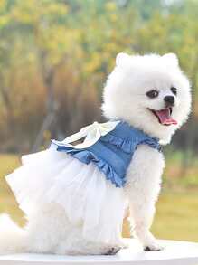 1入組蝴蝶結裝飾寵物洋裝 - 彩色 - 查看 1