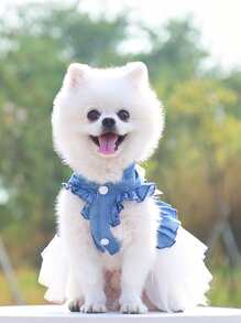 1入組蝴蝶結裝飾寵物洋裝 - 彩色 - 查看 2