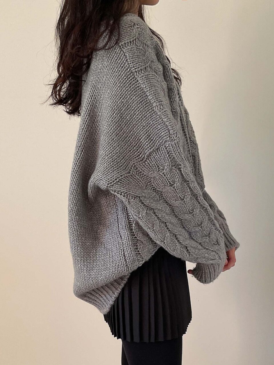 Cable Knit Drop Shoulder Sweater