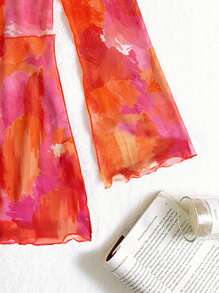 SHEIN Swim Vcay 紮染網紗和服罩衫 - 彩色 - 查看 3