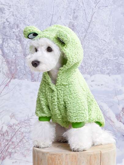 Capucha para mascota de rana de dibujos animados forro polar