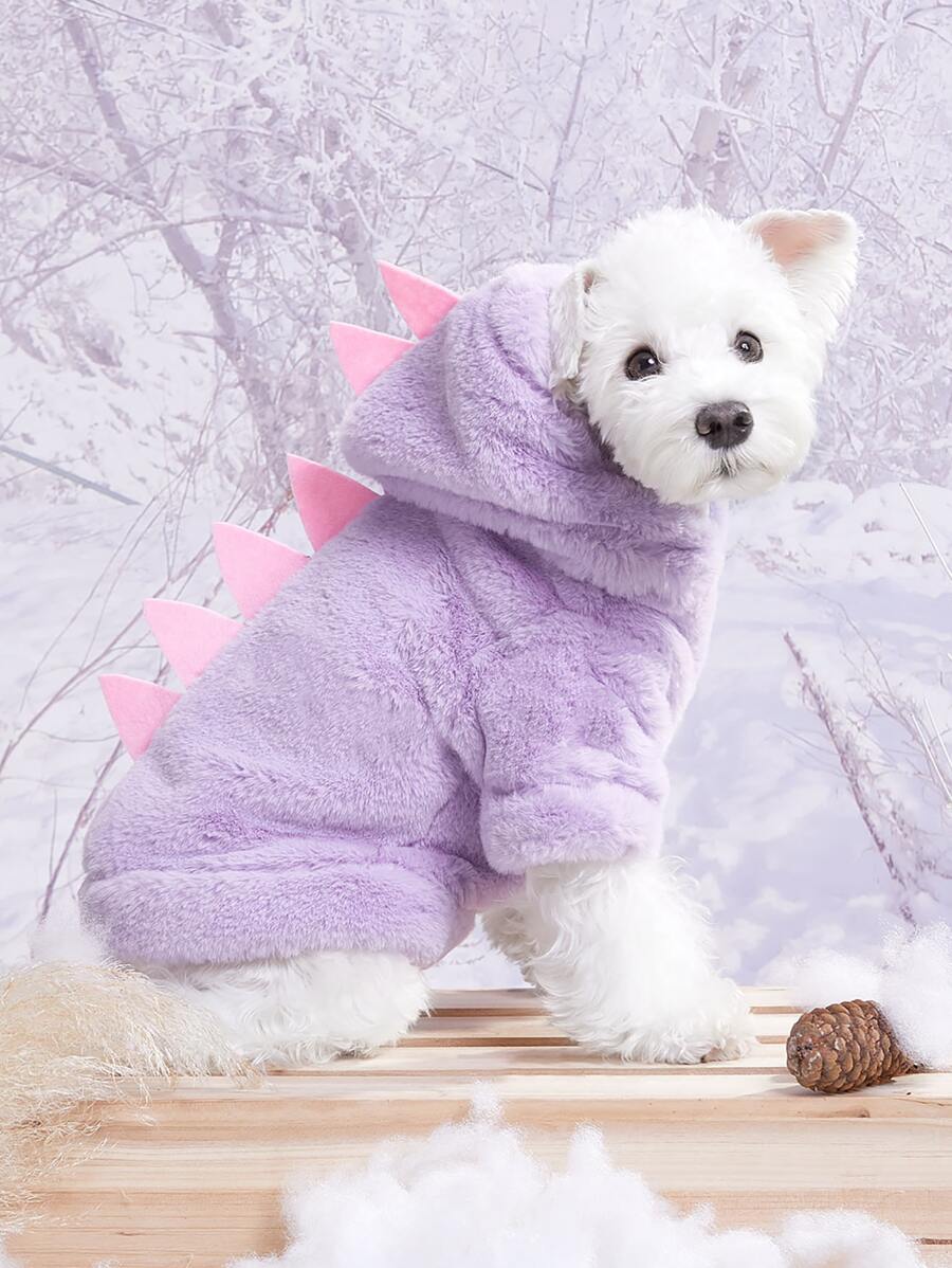 PETSIN 1入組恐龍鉚釘裝飾寵物連帽衫 - 紫色 - 查看 1