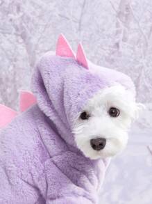 PETSIN 1入組恐龍鉚釘裝飾寵物連帽衫 - 紫色 - 查看 6