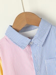 Toddler Girls Colour Block Striped Blouse - Multicolor - View 3